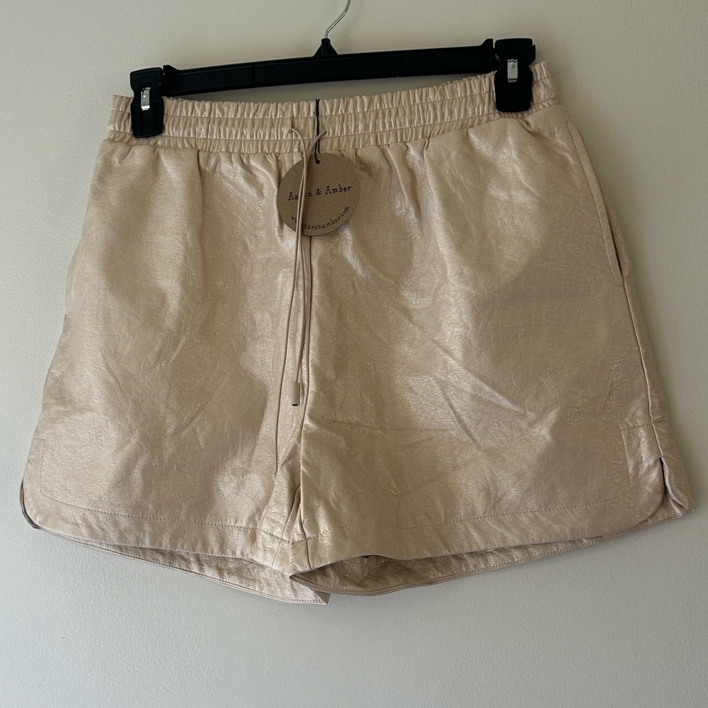 High-Rise Cream Athletic Drawstring Shorts for Women - Picture 4 of 14